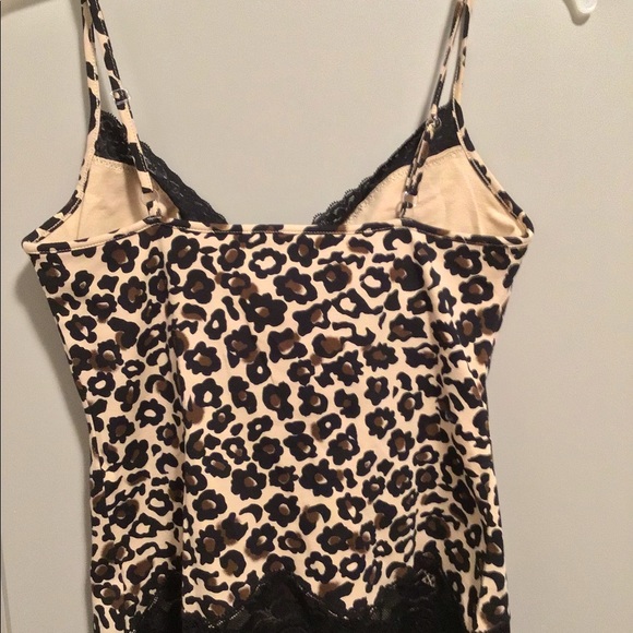 Leopard Print MODA Cami Trimmed With Black Lace M - Picture 3 of 4